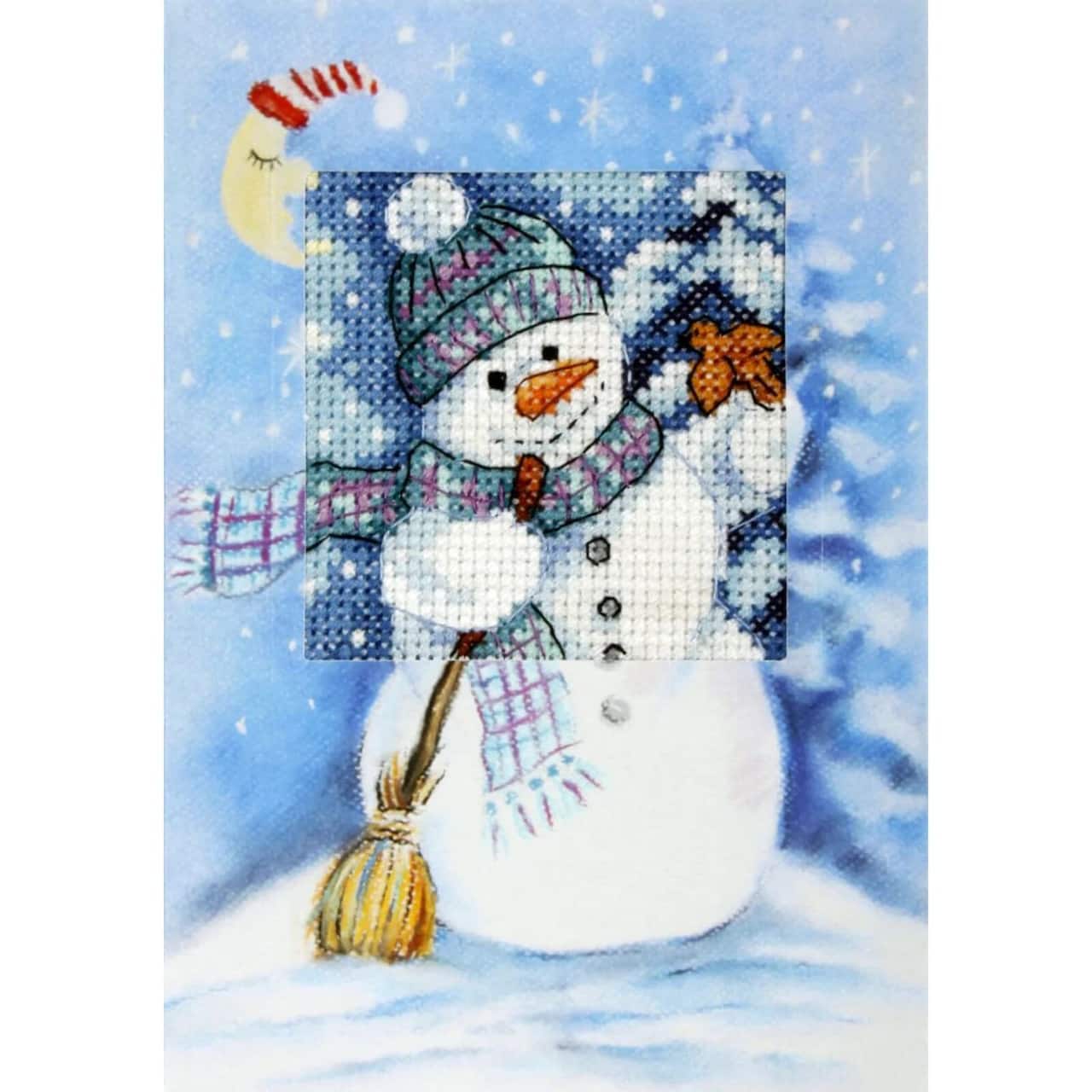 Orchidea Complete Counted Cross Stitch Kit - Greetings Card Snowman